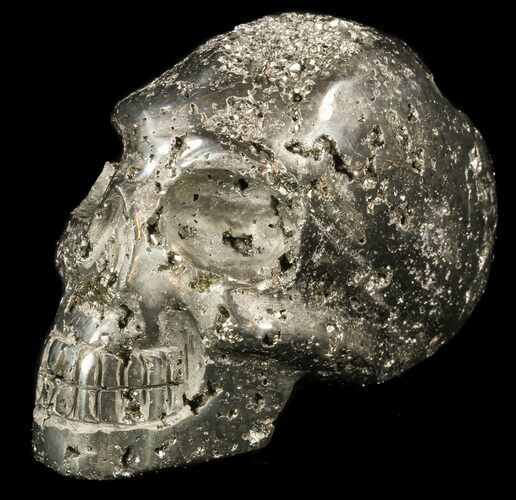Polished Pyrite Skull With Pyritohedral Crystals #50987